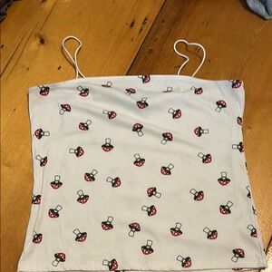 Rue21 White Tank with Mushroom Design